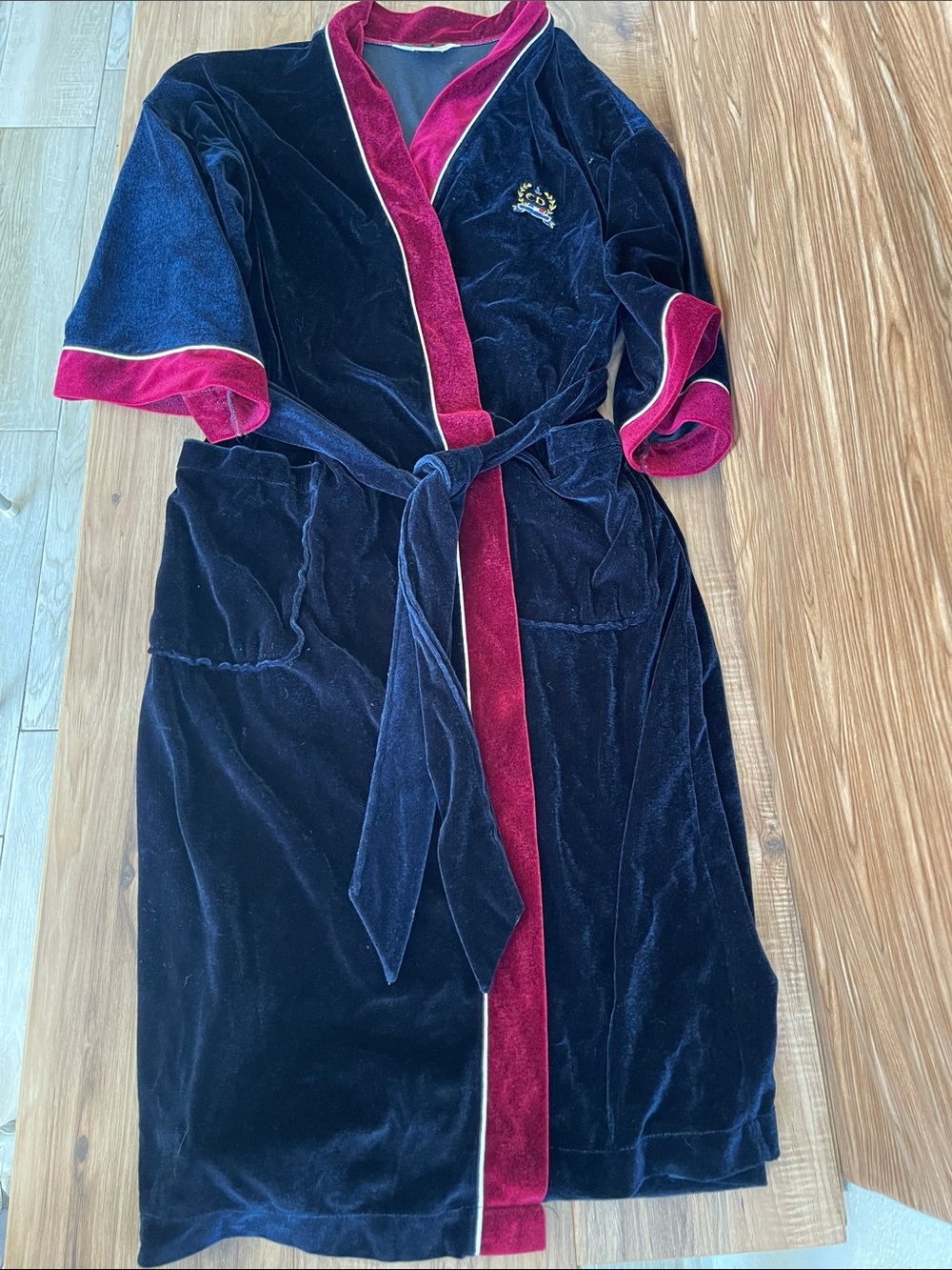Pre-owned Christian Dior Monsieur Vintage 80s 90s Navy Blue Velour Robe One Size